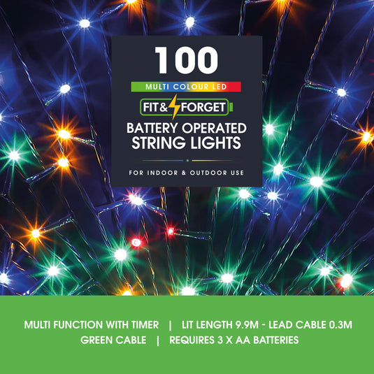 100 Fit & Forget Multicolour Multifunction String Lights
