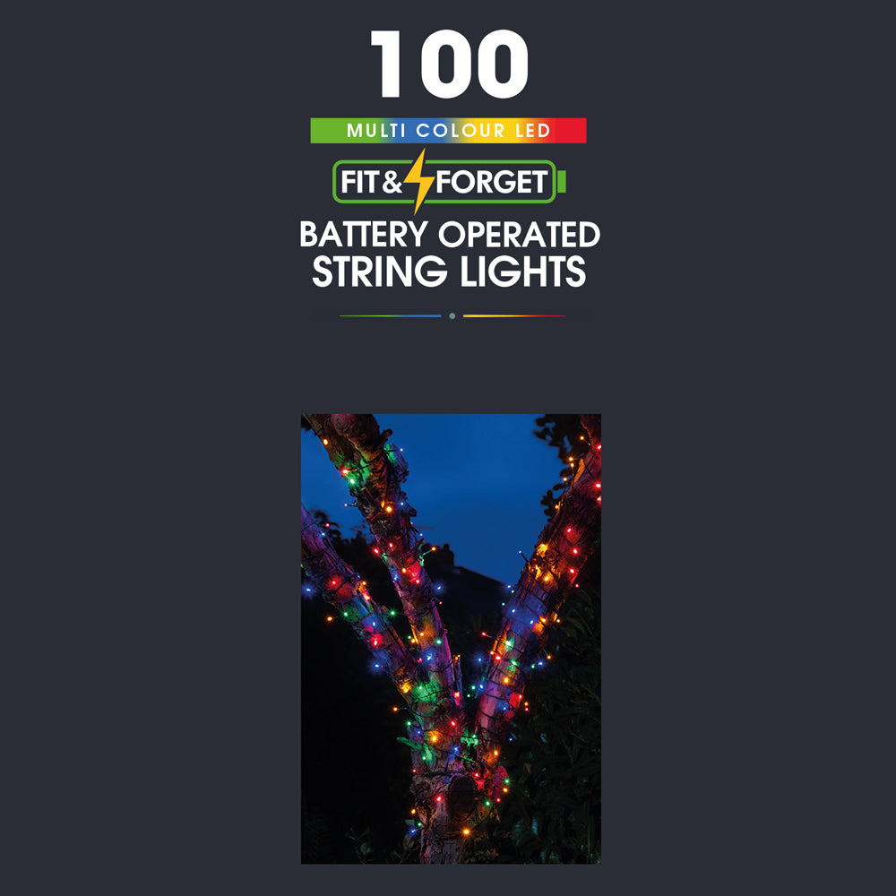 100 Fit & Forget Multicolour Multifunction String Lights