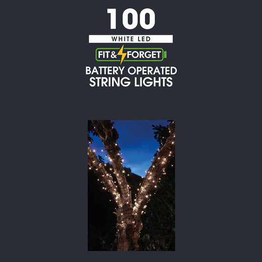 100 Fit & Forget White Multifunction String Lights
