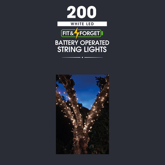200 Fit & Forget Warm White Multifunction String Lights