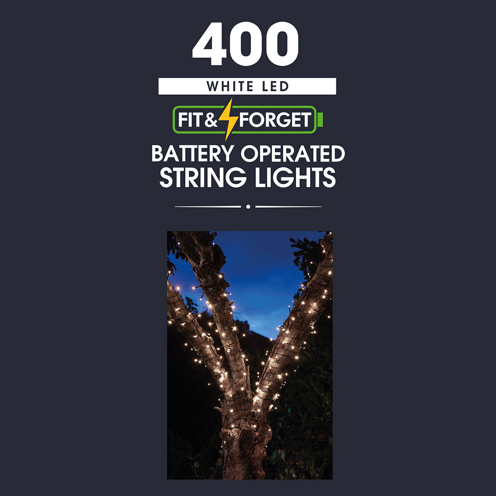 400 Fit & Forget White Multifunction String Lights