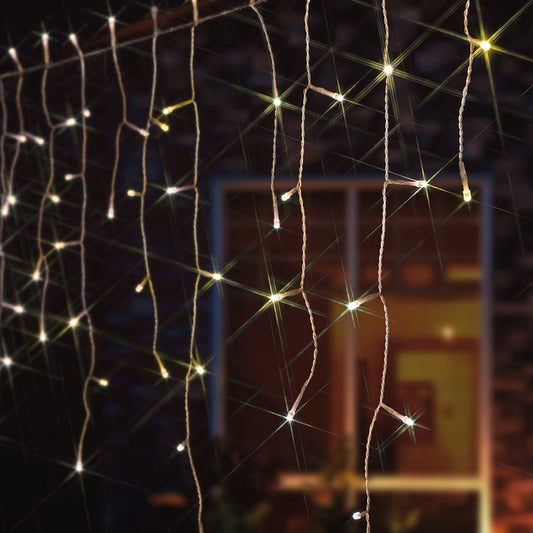 100 Fit & Forget Warm White Multifunction Icicle Lights