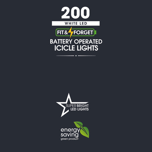 200 Fit & Forget White Multifunction Led Icicle Lights