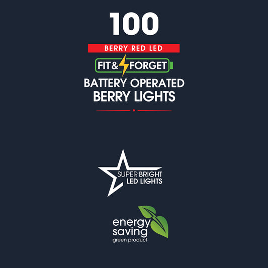 100 Fit & Forget Red Multifunction Berry Lights