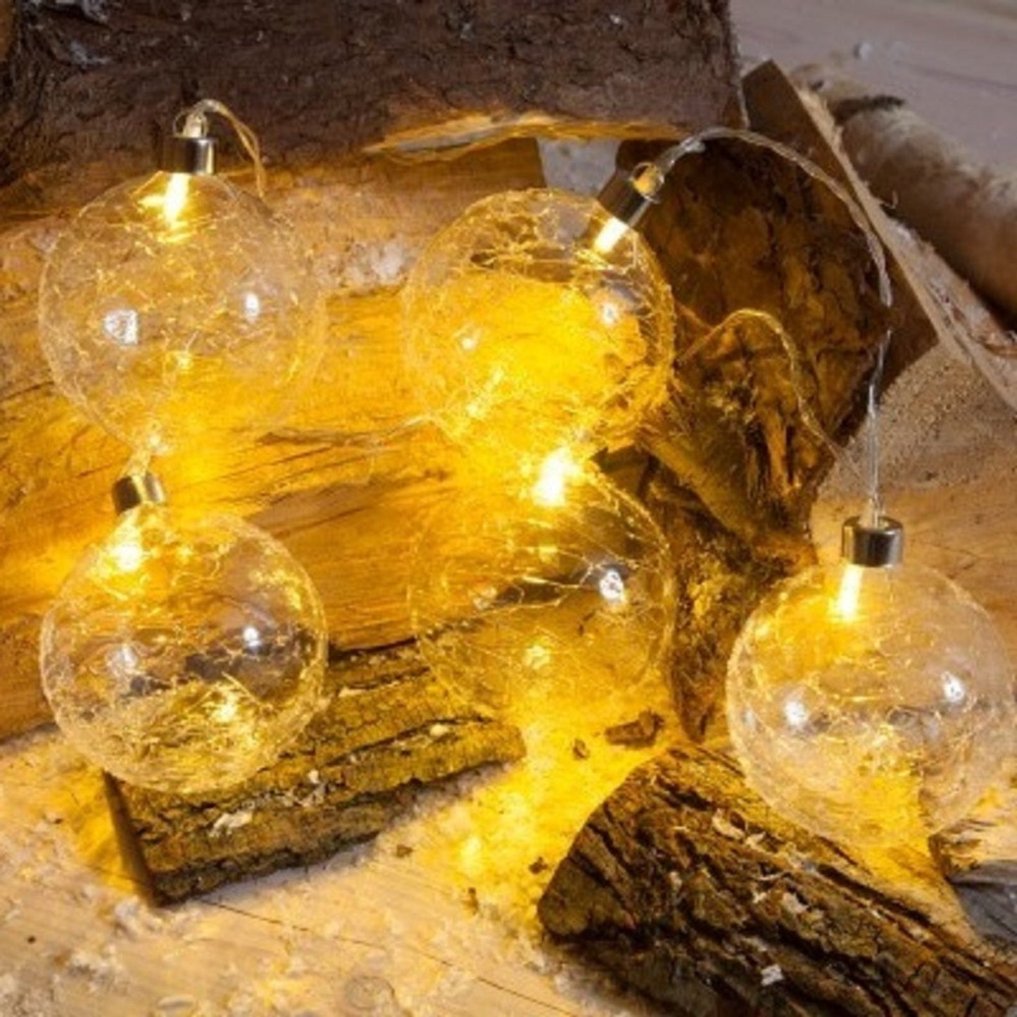 90cm Warm White Glass Ball Light Chain - 5 LEDs