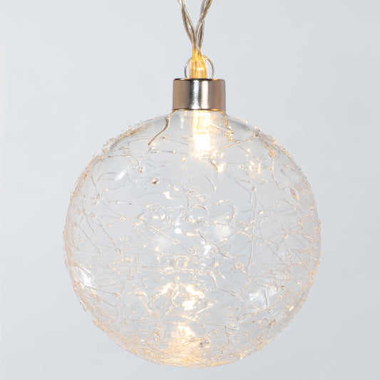 90cm Warm White Glass Ball Light Chain - 5 LEDs
