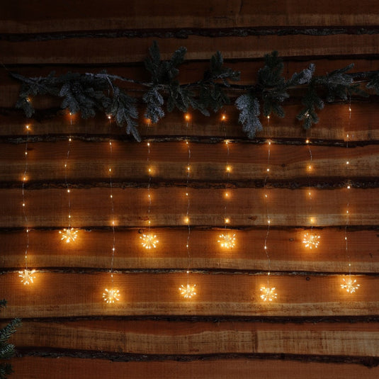 9 Warm White Micro LED Firework Curtain with Silver Wire - 235 LEDs