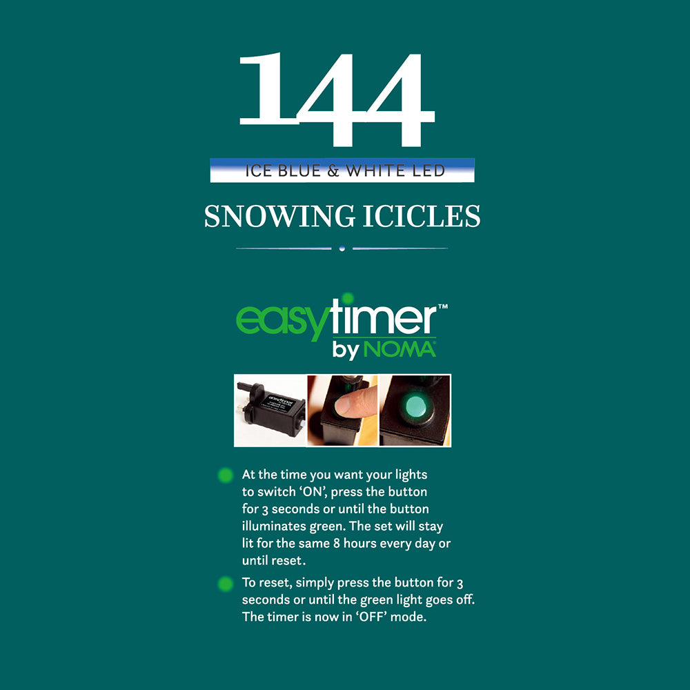 144 White/Ice Blue Snowing Icicles with White Cable