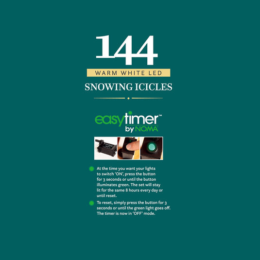 144 Warm White Snowing Icicles With White Cable