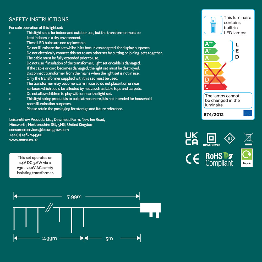 144 White Snowing Icicles with White Cable