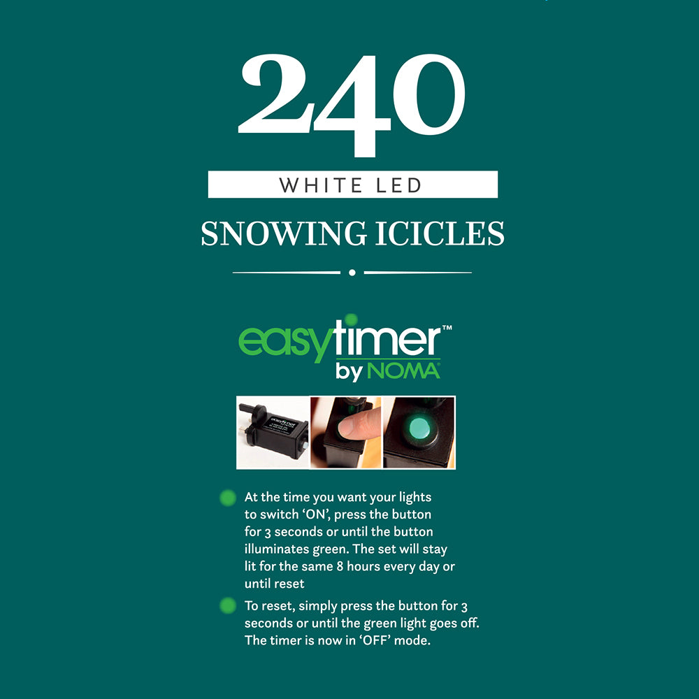 240 White Snowing Icicles with White Cable