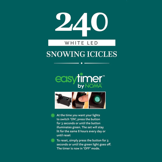 240 White Snowing Icicles with White Cable