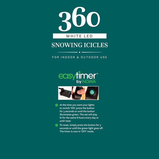 360 White Snowing Icicles with White Cable