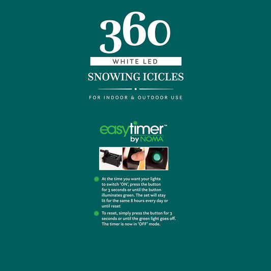 360 White Snowing Icicles with White Cable