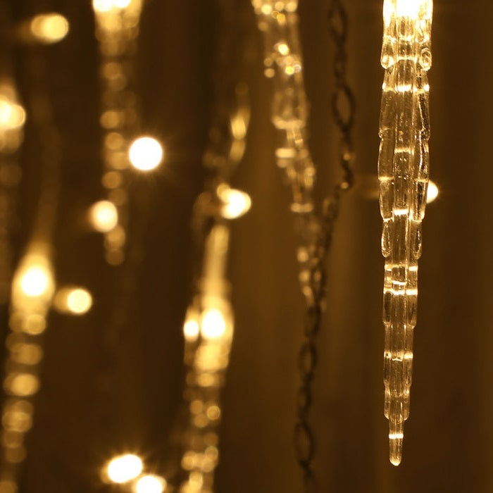 5M Warm White Snowing Icicles With White Cable - 240 LEDS