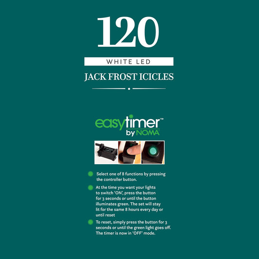 120 White Multifunction Jack Frost Icicles with Clear Cable