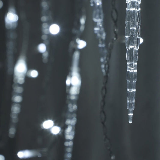 120 White Multifunction Jack Frost Icicles with Clear Cable