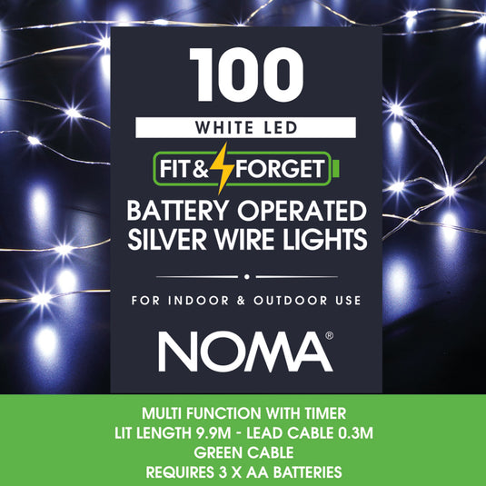 100 Fit & Forget White Bare Wire LED String Lights With Silver Wire