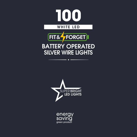 100 Fit & Forget White Bare Wire LED String Lights With Silver Wire