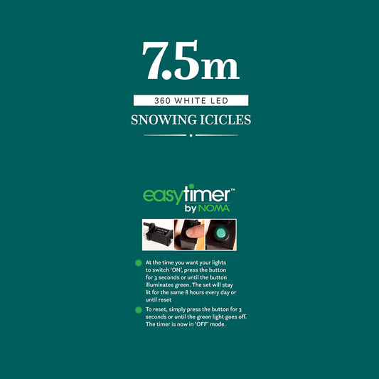 7.5M White Snowing Icicles With White Cable - 360 LEDS