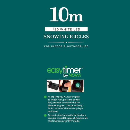 10M White Snowing Icicles With White Cable - 480 LEDS