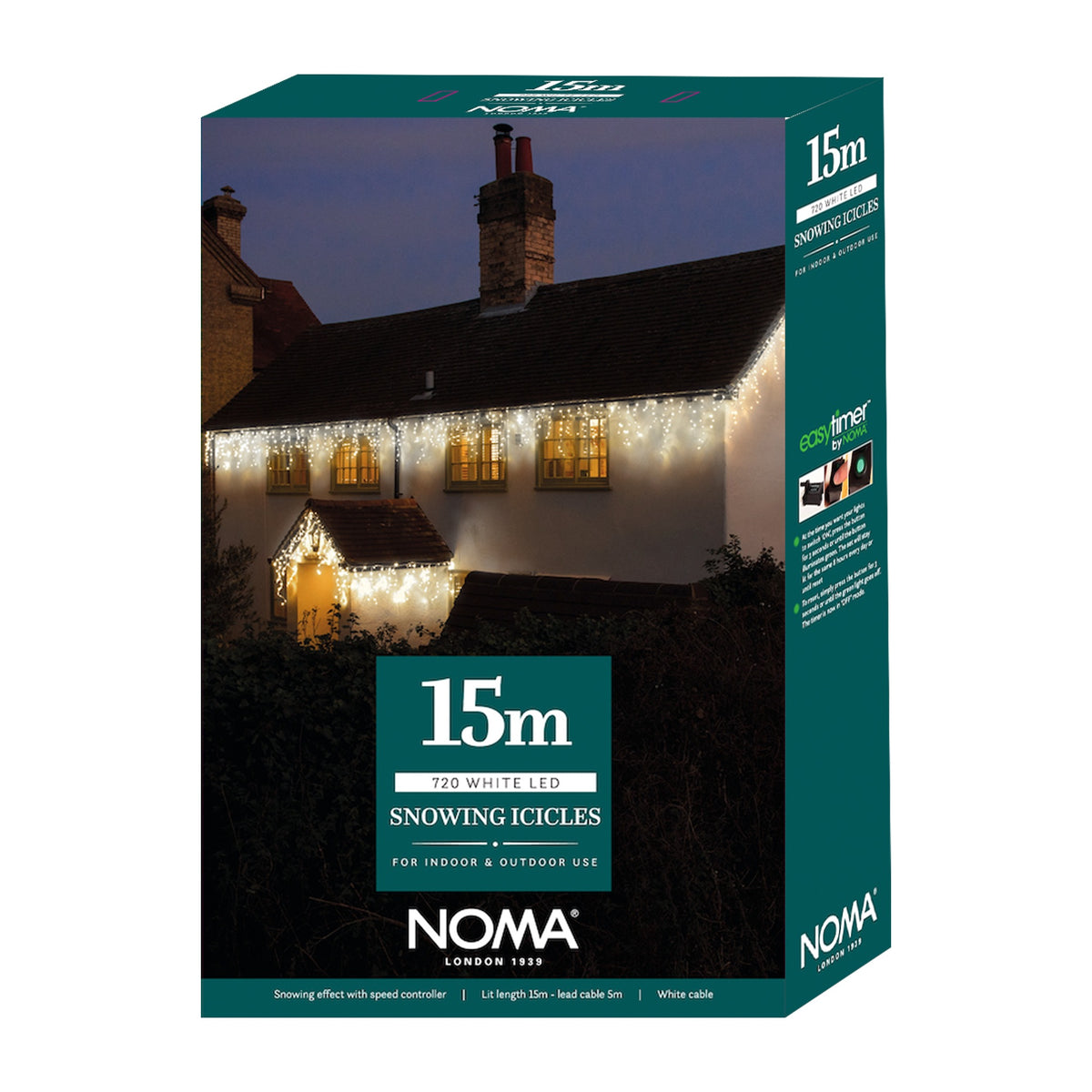 15M White Snowing Icicles With Whtie Cable - 720 LEDS