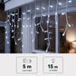 15M White Snowing Icicles With Whtie Cable - 720 LEDS