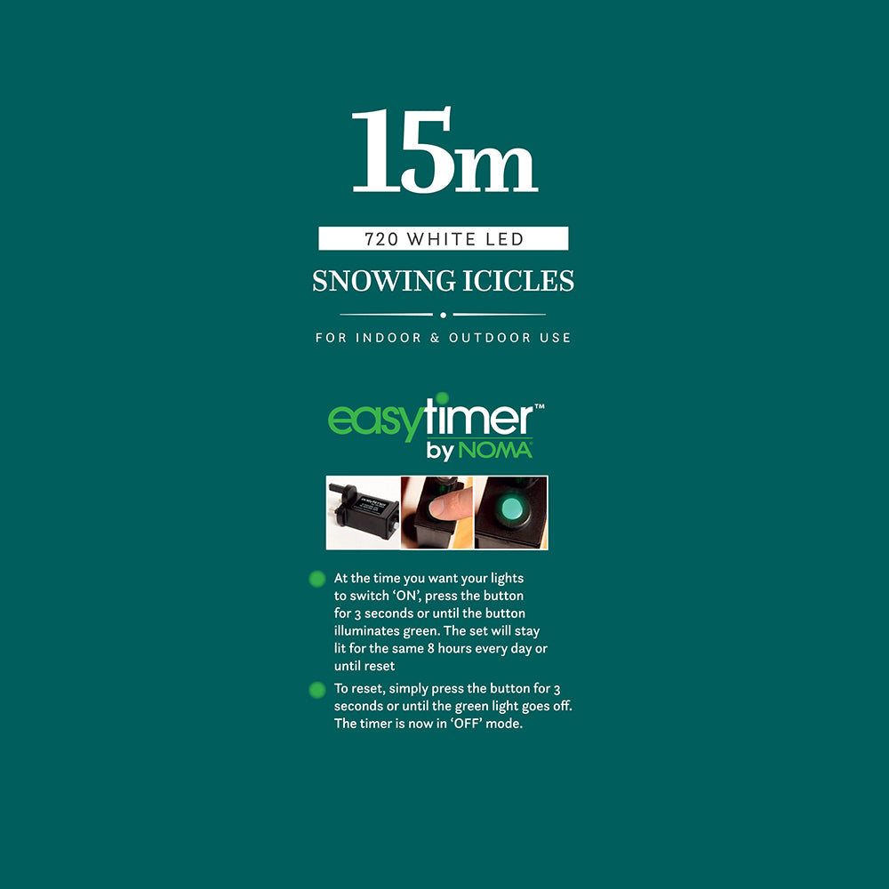 15M White Snowing Icicles With Whtie Cable - 720 LEDS