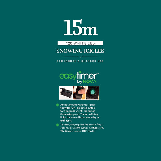 15M White Snowing Icicles With Whtie Cable - 720 LEDS