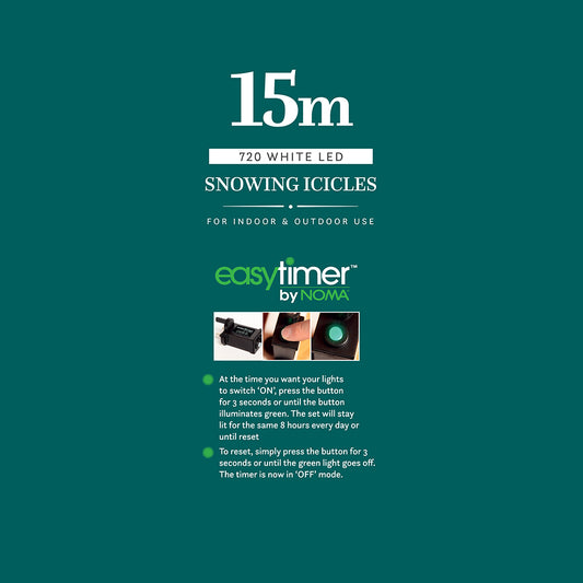 15M White Snowing Icicles With Whtie Cable - 720 LEDS