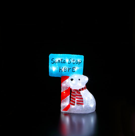 Polar Bear With Santa Stop Sign