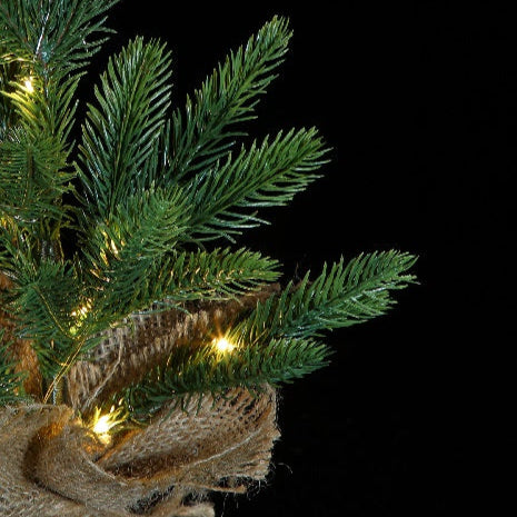 Table Top Christmas Tree in a Hessian Bag