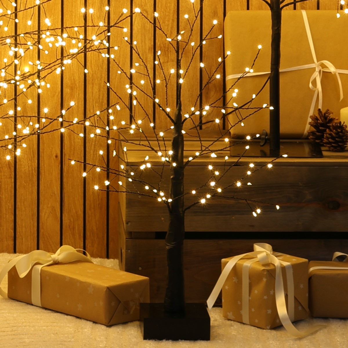 Black Micro LED Twig Trees