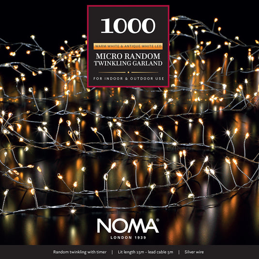 1000 Micro Random Twinkling Garland with Silver Wire
