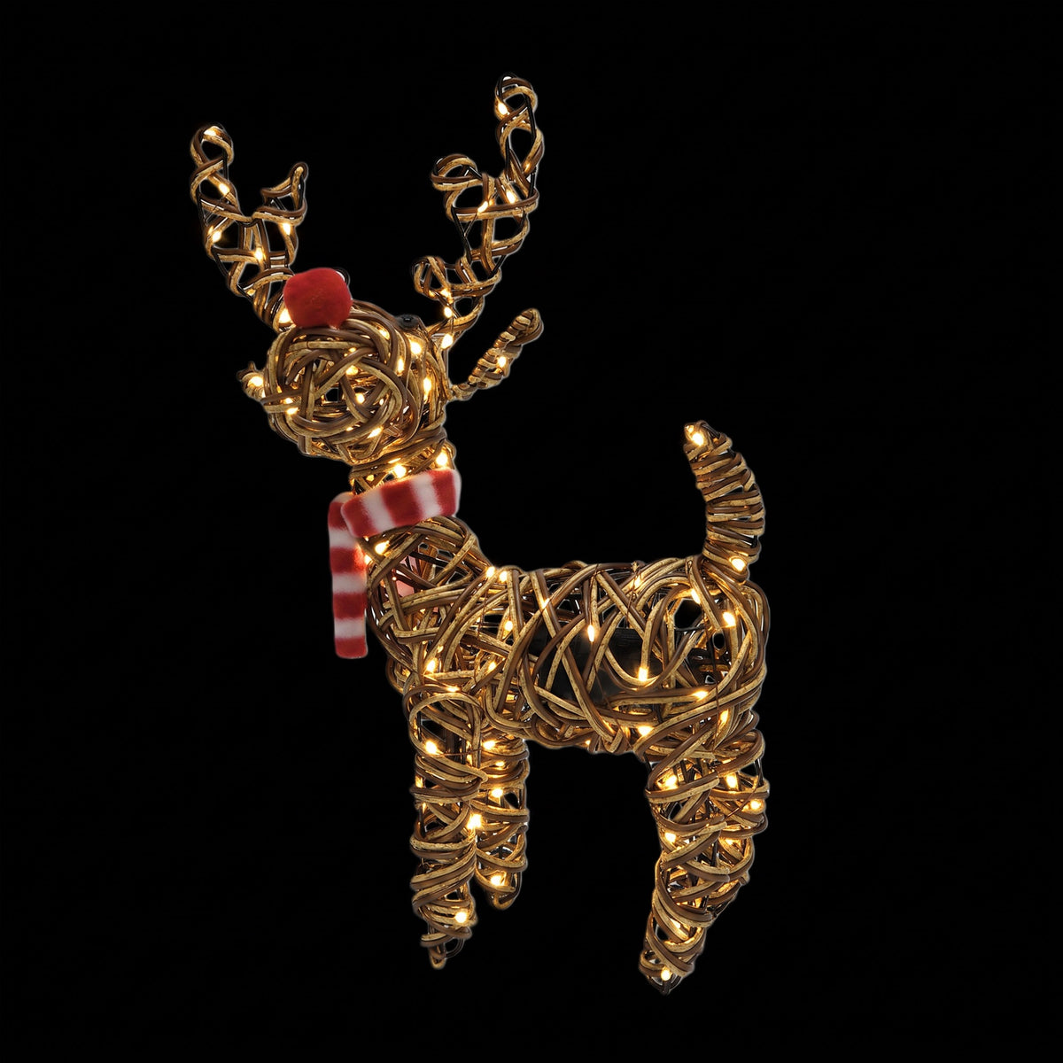 38cm Brown Wicker Rudolph With 40 LED's