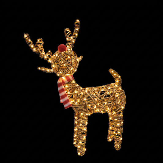 52cm Brown Wicker Rudolph With 60 LED's