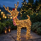 52cm Brown Wicker Rudolph With 60 LED's