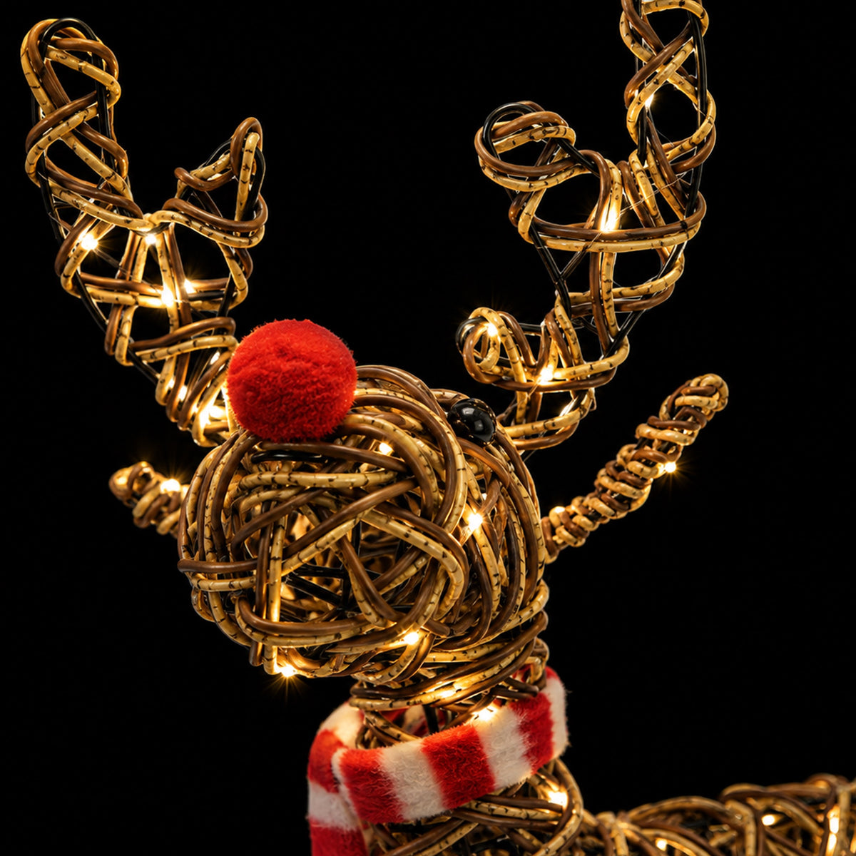 52cm Brown Wicker Rudolph With 60 LED's