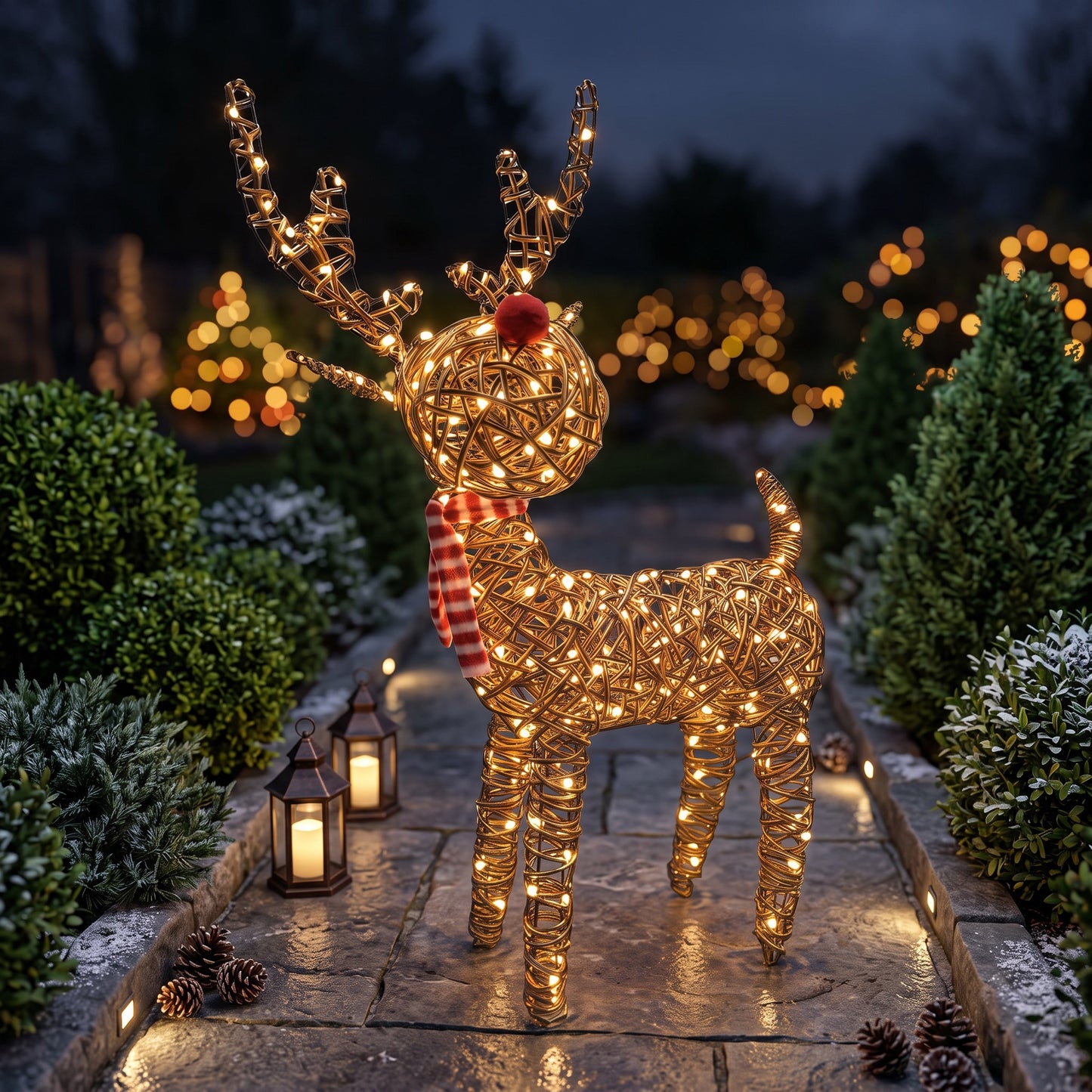 97cm Brown Wicker Rudolph With 120 LED's