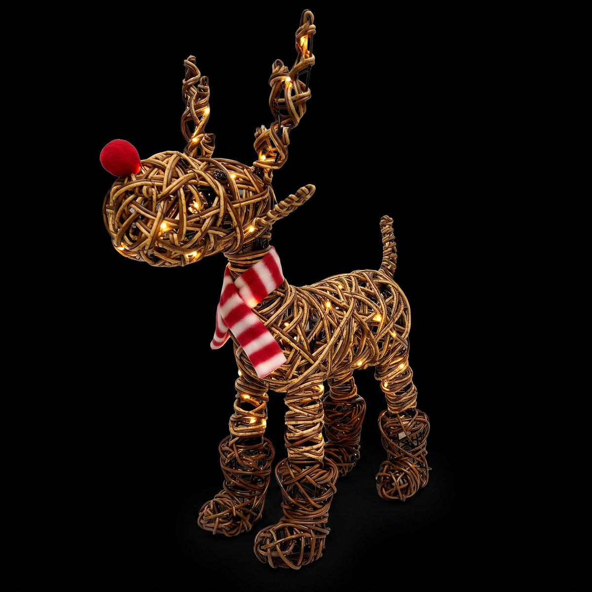 52cm Brown Wicker Rudolph In Boots With 60 LED's