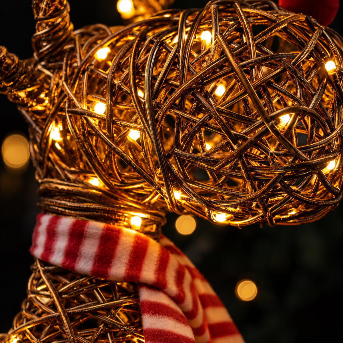 97cm Brown Wicker Rudolph In Boots With 120 LED's