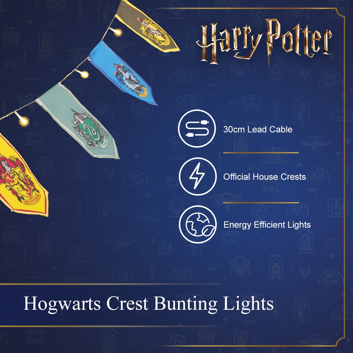 Harry Potter - 10 House Crest Bunting Lights