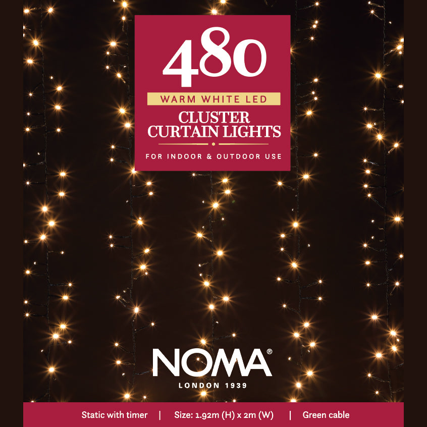 1.92m Cluster Curtain Light - 480 Warm White LEDs