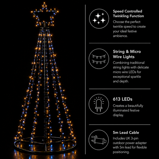Paris By Night - Cone Tree With Star (1.6m)