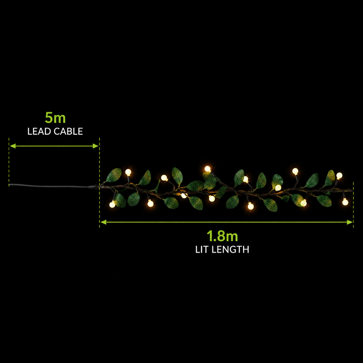 1.8m Berry & Mistletoe Branch Garland – Warm White