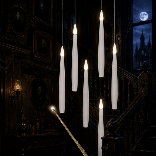 Set of 5 Magic Candles With Wand (White)