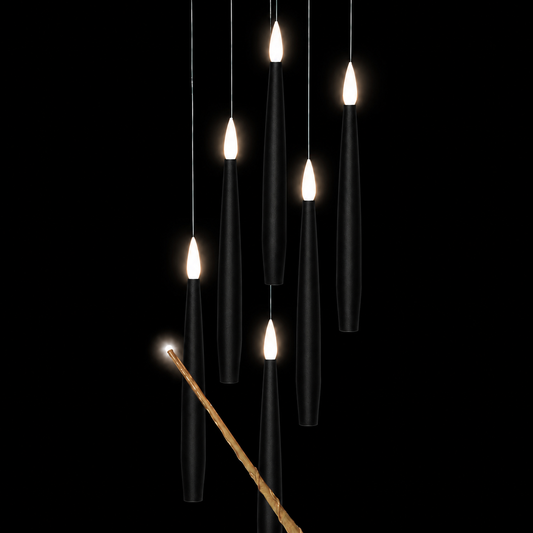 Set of 5 Magic Candles With Wand (Black)