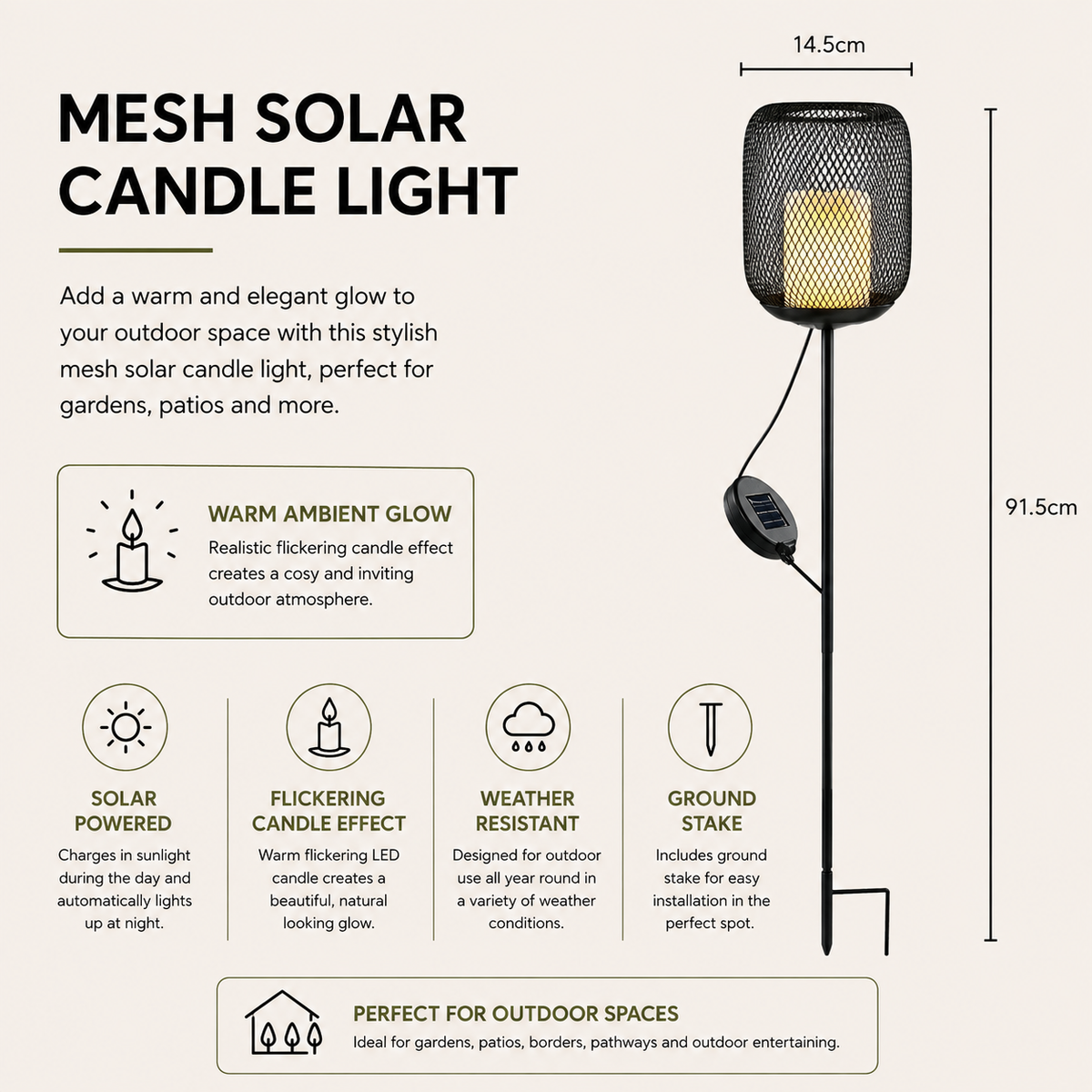 Solar Black Mesh Stakelight