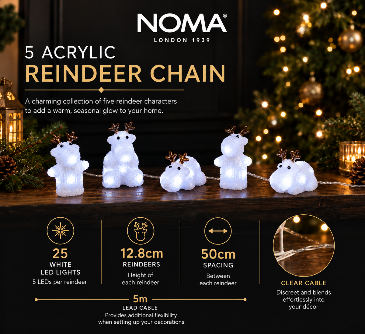 5 Acrylic Reindeer Chain