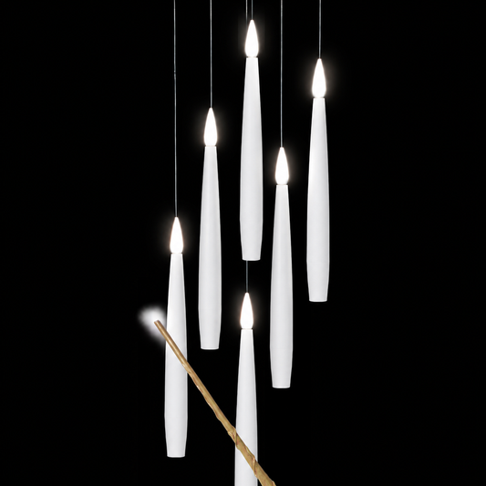 Set of 5 Magic Candles With Wand (White)